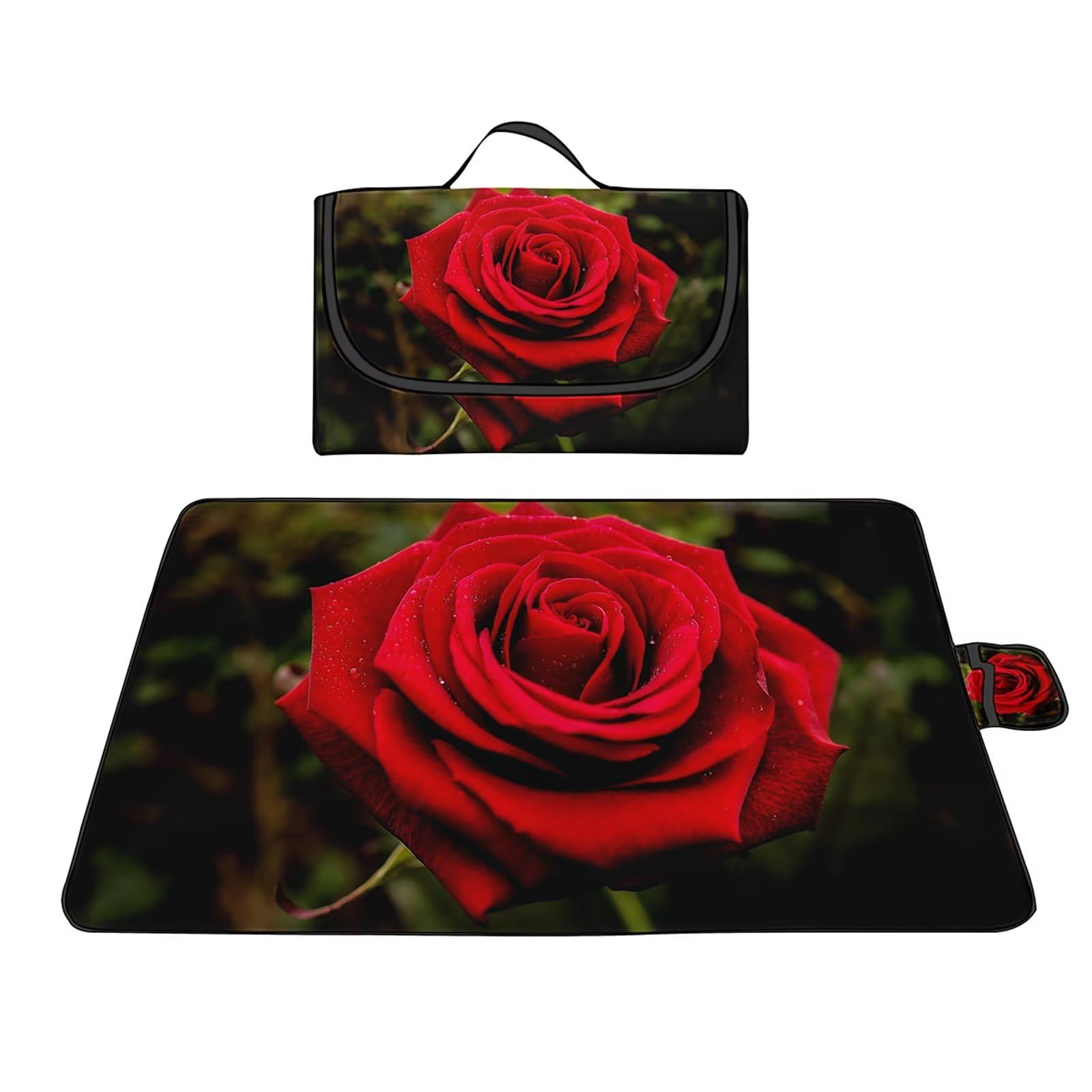 Coperta da Picnic Bella rosa rossa,200x300cm,Grande XXL Picnic Blanket,con Parte Inferiore Impermeabile Tappetino Spiaggia Isolata Pieghevole per Spiaggia,Campeggio,Esterno,Parco,Giardino