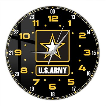 12 Inch Military Time Wall Clock, US Army 24 Hours Wall Clock Vintage Silent Movement Battery Operated Wall Watch Clock Easy to Read for Office Dad Husband Soldiers Military Retirement Gifts