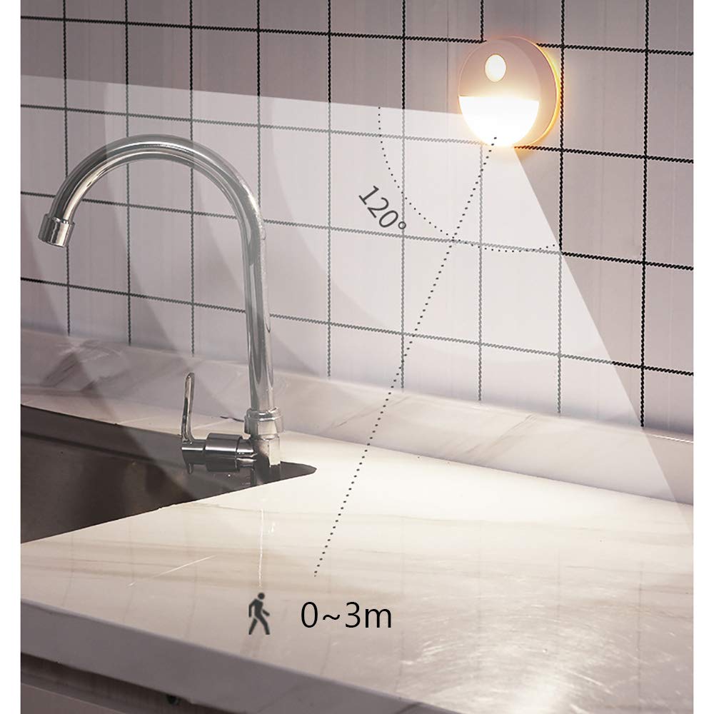 La luz del Sensor, Armario de luz, luz de Noche LED portátil, 2 súper Brillante Leds, Batería, inalámbrica, Stick-On, en Cualquier Lugar luz Nocturna (3 Pack),Warm Light