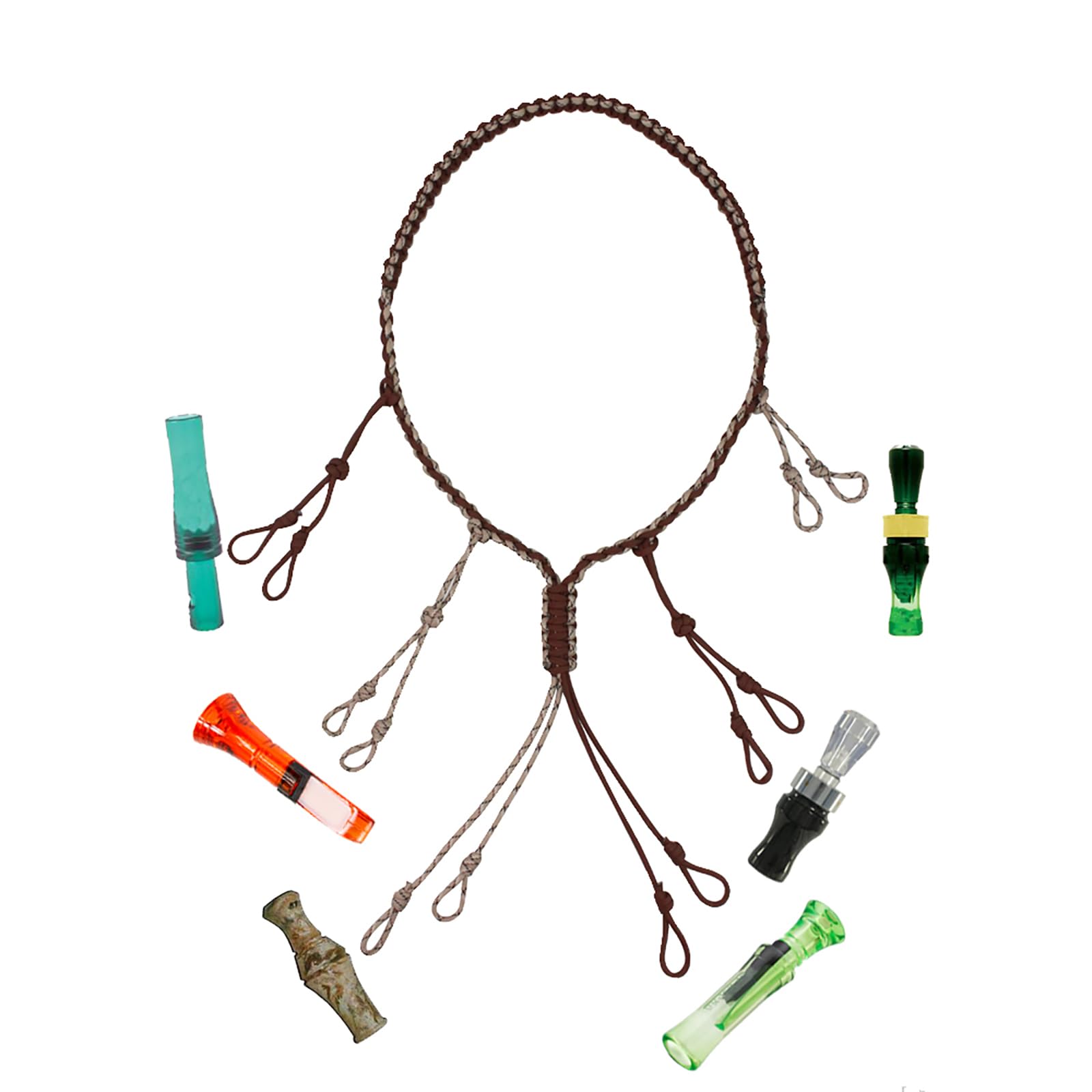 KOKKOYA Duck Call Lanyard Paracord Hunting Goose Calls 12 Adjustable Loops Outdoor Predator Gear Nylon Game Call Paracord Goose Calls for Pheasant Waterfowl Hand Braided Necklace (Coffee)