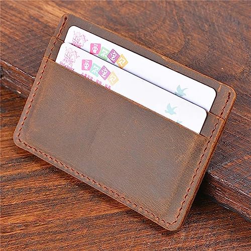 Minimalist Vintage Pull-Up Leather Wallet - Genuine Full-Grain Cowhide RFID Blocking Bifold Card Holder for Men - Slim & Lightweight3