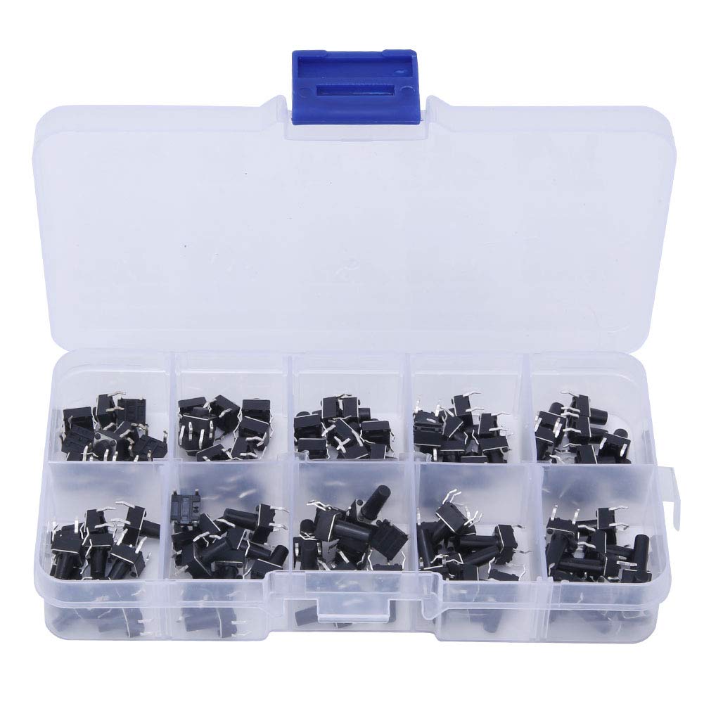 100pcs Micro Tact Switch Tact Switch Kit 10 Value 6x6x4.3-13mm Tactile Push Button Switch Waterproof Tact Button Switches Assortment Kitvfd 110v Input 220v 3 Phase Output