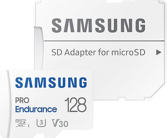 Samsung PRO Endurance 128GB MicroSDXC Memory Card with Adapter for Dash Cam, Body Cam, and Security Camera Class 10, U3, V30 (MB-MJ128KA/AM)