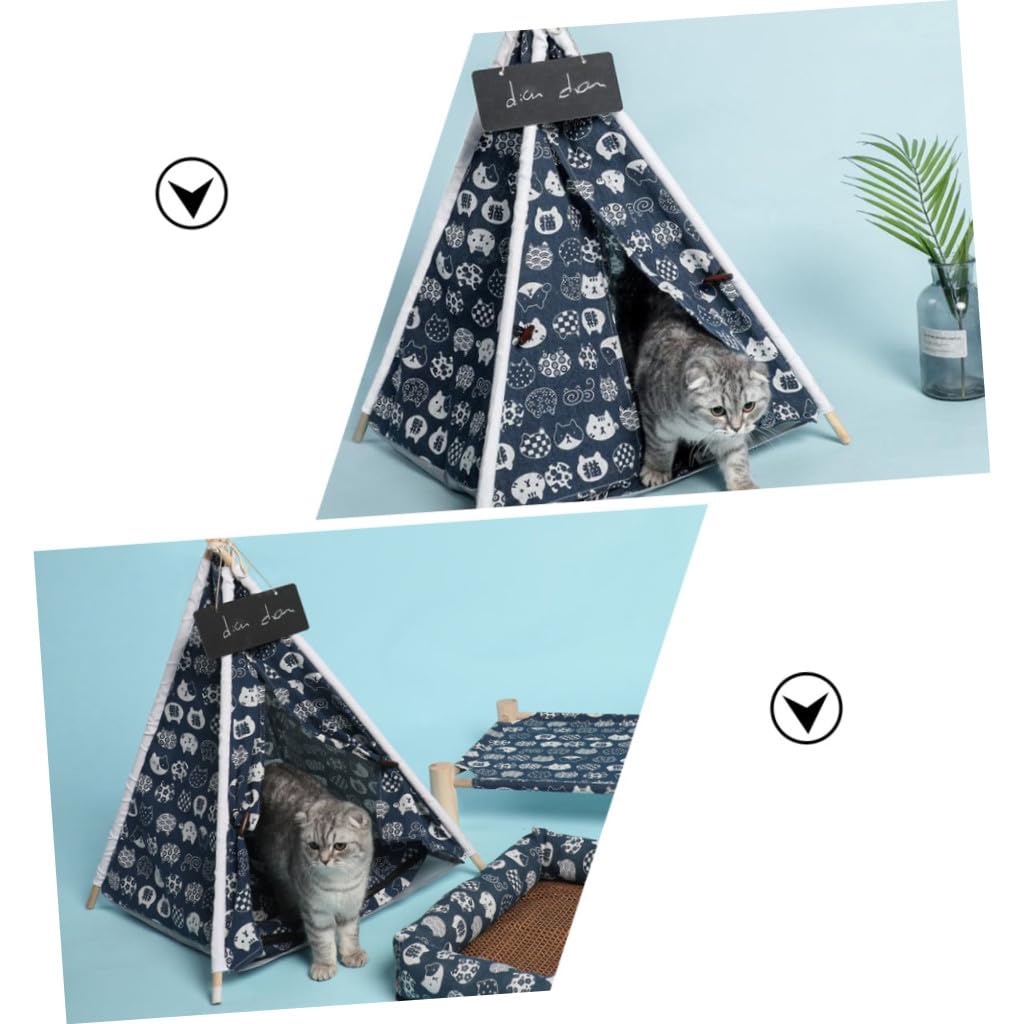Tente Bois en pour Intérieur Extérieur et Animaux de Compagnie Lin Lavable, Confortable et Sécurisant pour Chiens et Chats