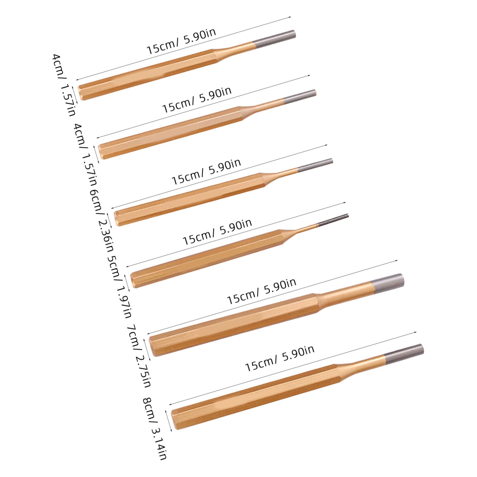 Ciieeo 2 Ensembles Ensemble De Poinçon D'épingle Punch Outil De Poinçon En Acier Coup De Poing Kit De Poinçon Outil De Poinçonnage Acier À Haute Teneur En Carbone 6 Pièces * 2
