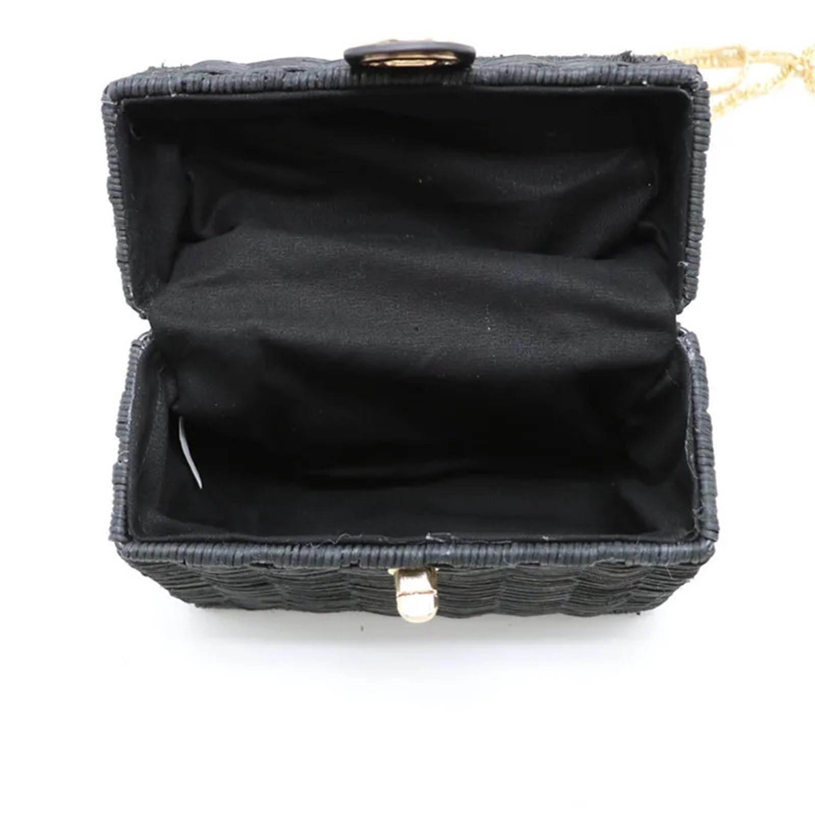 Borsa a tracolla in paglia nera in rattan | Borsa a tracolla da donna intrecciata a mano Borsa da spiaggia estiva in paglia con scatola quadrata for signora