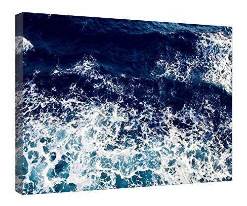 Lienzo de olas del océano con marco de madera para transformar tu salón en un oasis de calma
