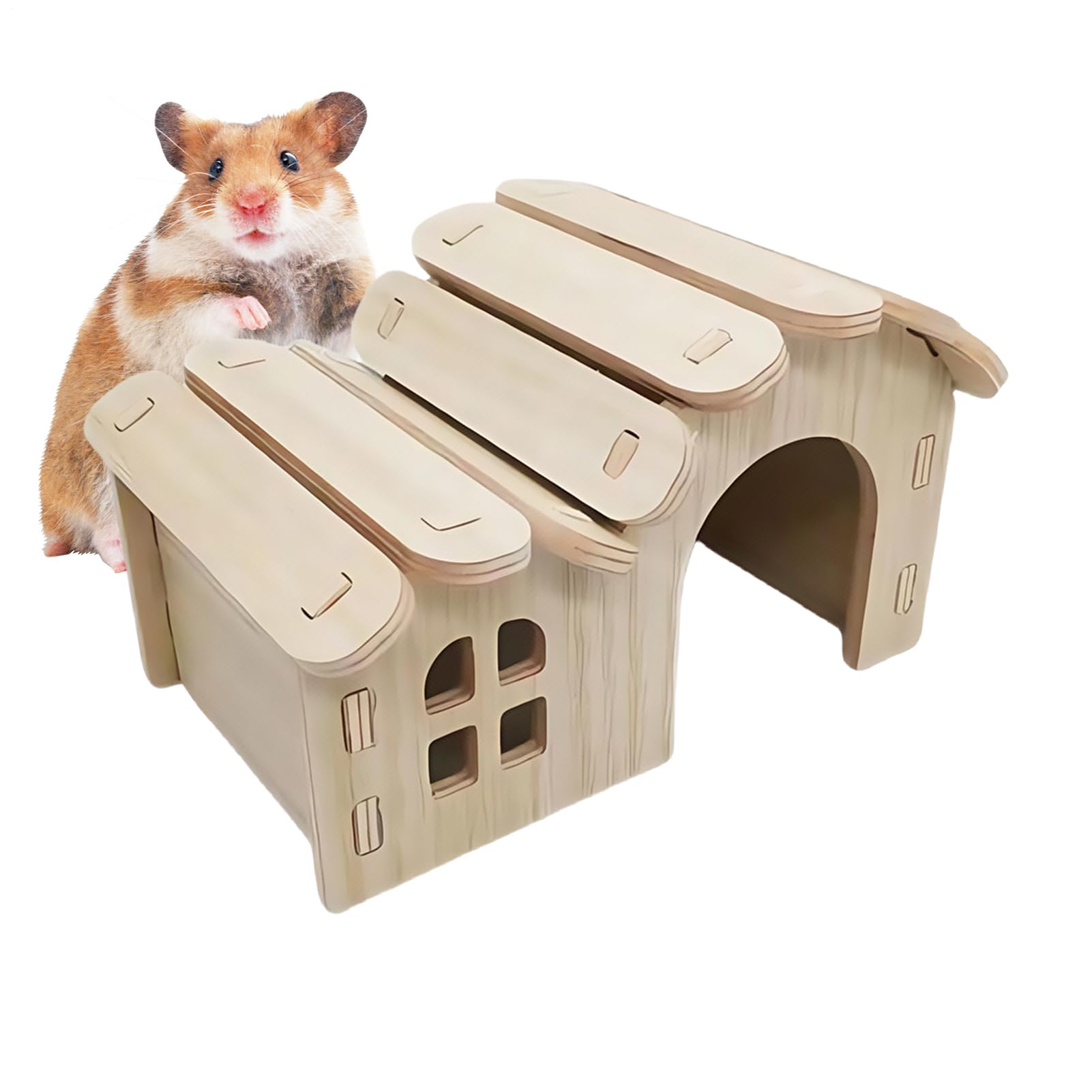 Hamster House Wooden Gerbil House, Pet Sleeping Home, Golden Bears, Ferrets