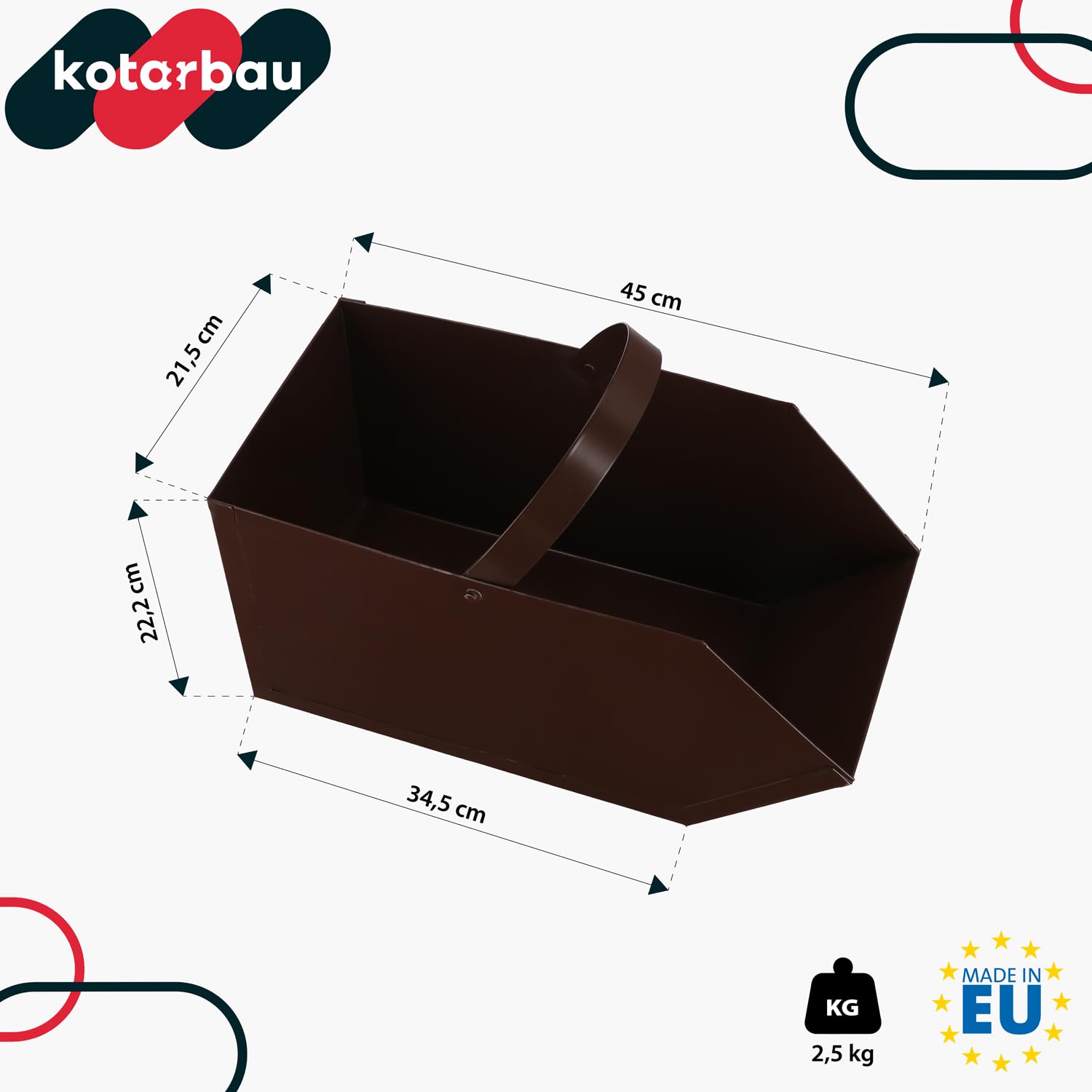 KOTARBAU® Caja para cenizas, Recipiente con asa, Accesorio de chimenea, Ideal para transportar ceniza, leña o carbón, Cubo, Bandeja, Ideal para estufa, chimenea, barbacoa, Acero, Marrón