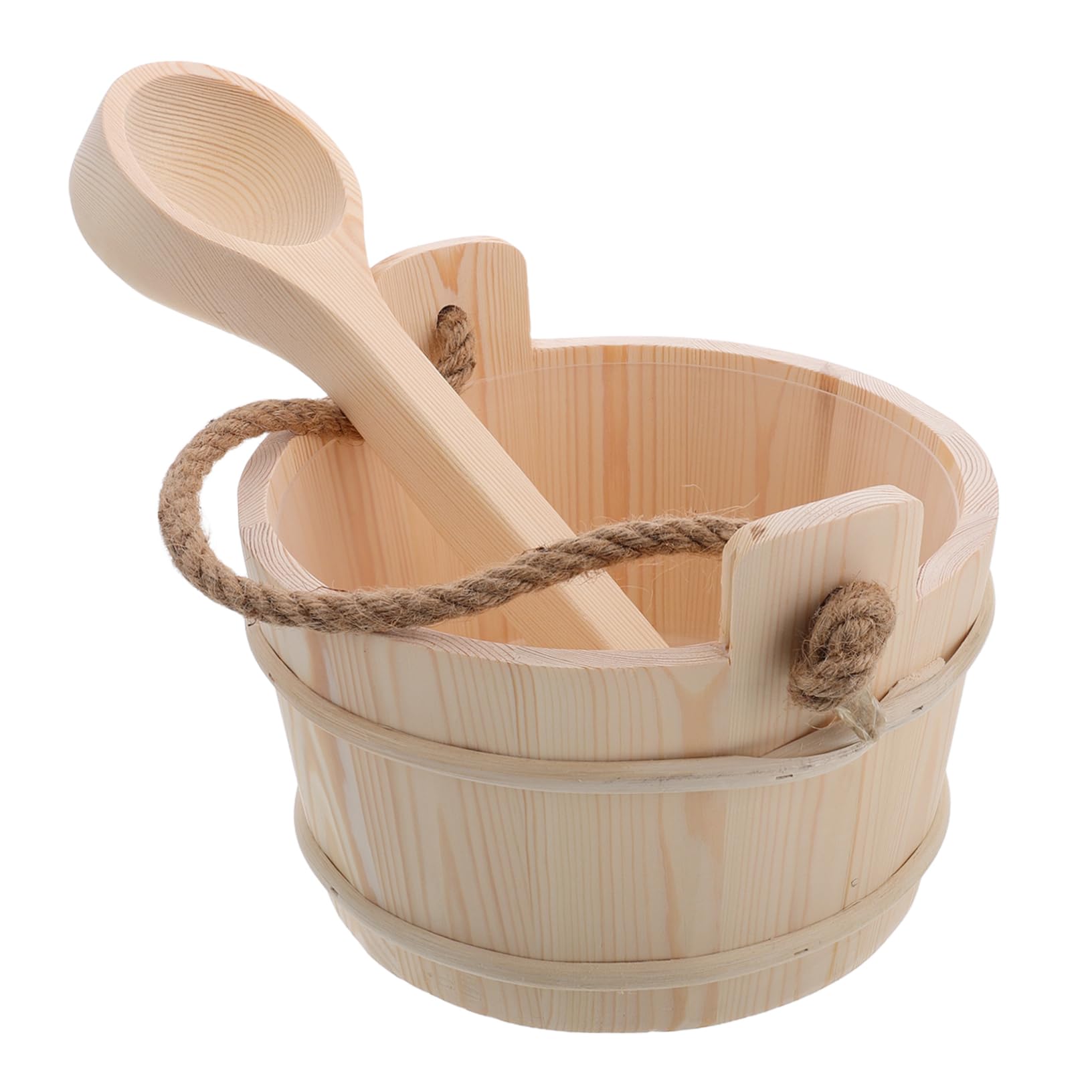 Gatuida Ensemble Seau et Louche de Sauna en Bois, Outil D’arrosage pour Hammam, Design Portable, pour Spa et Bain