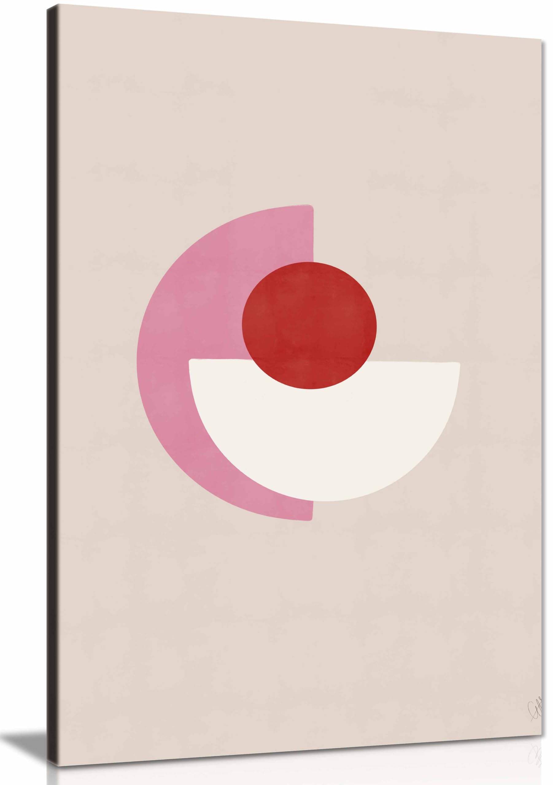 Panther Print Framed Canvas Red And Pink Abstract No.2 Print, Pictures For Home Walls, Bedroom, Living Room & Bathroom Decor 76X51cm (30X20in)
