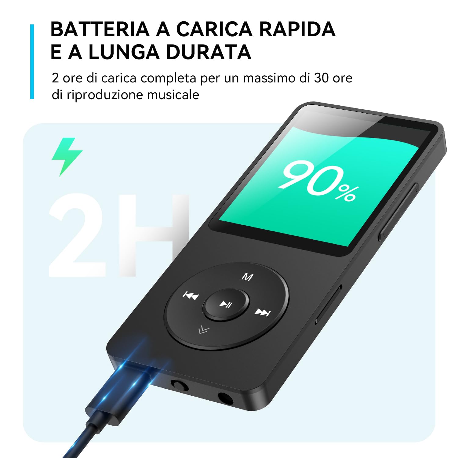 AGPTEK 64GB Lettore MP3 Bluetooth 5.3, MP3 Lettore con Altoparlanti Sportivo, Musicale HiFi Lossless Portatile, Radio FM/Registrazione, (Cuffie Non Incluse), Nero
