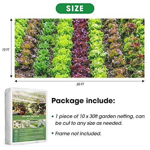 Unves Garden Netting, 10 X 30 Ft Mesh Mosquito Netting, Reusable Plant Cover Bug Insect Netting For Protecting Vegetables Fruits Trees Flowers Blueberries Tomatoes #TOP1