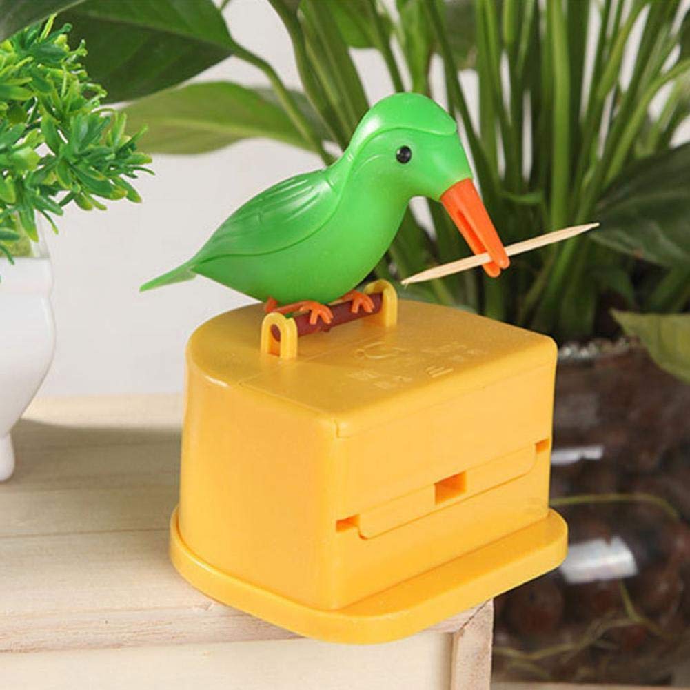 Casecover Green Toothpick Dispenser, Cute Bird Toothpick Holder Dispenser Teeth Cleaning Toothpick Case Gag Gift