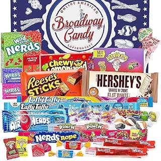 Broadway Candy American Sweets Gift Box - Sweet Box Chocolate Hamper for Kids & Adults - American Candies for Birthday, Christmas, Thanksgiving, Halloween - Heavenly Sweets Selection