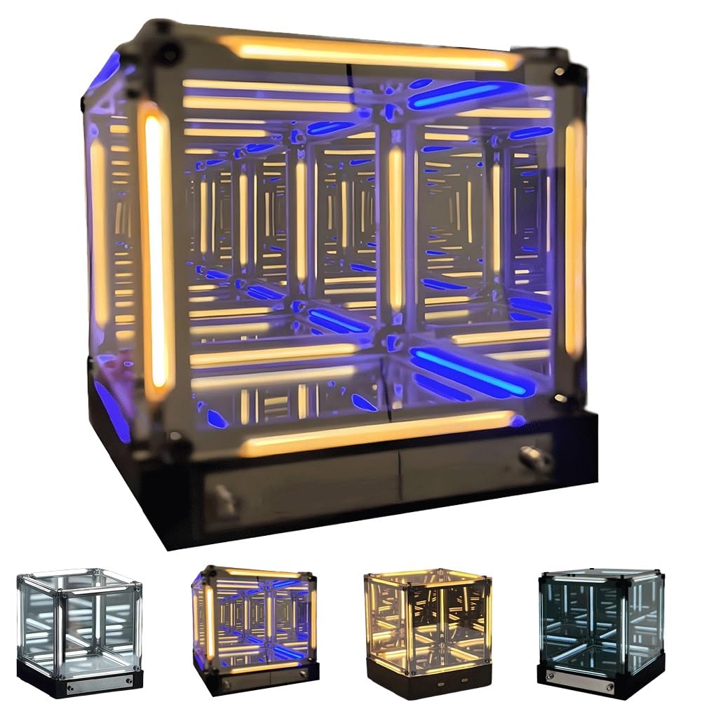 SXDMOUBK Abyss Lamp, Infinity Mirror Hologram Cube Light Tesseract Cube 4d Acrylic LED Touch Dimmable Rechargeable Mood Light, Rechargeable USB-C Gamer Desk Decor, Futuristic Ambient Lights(#D)