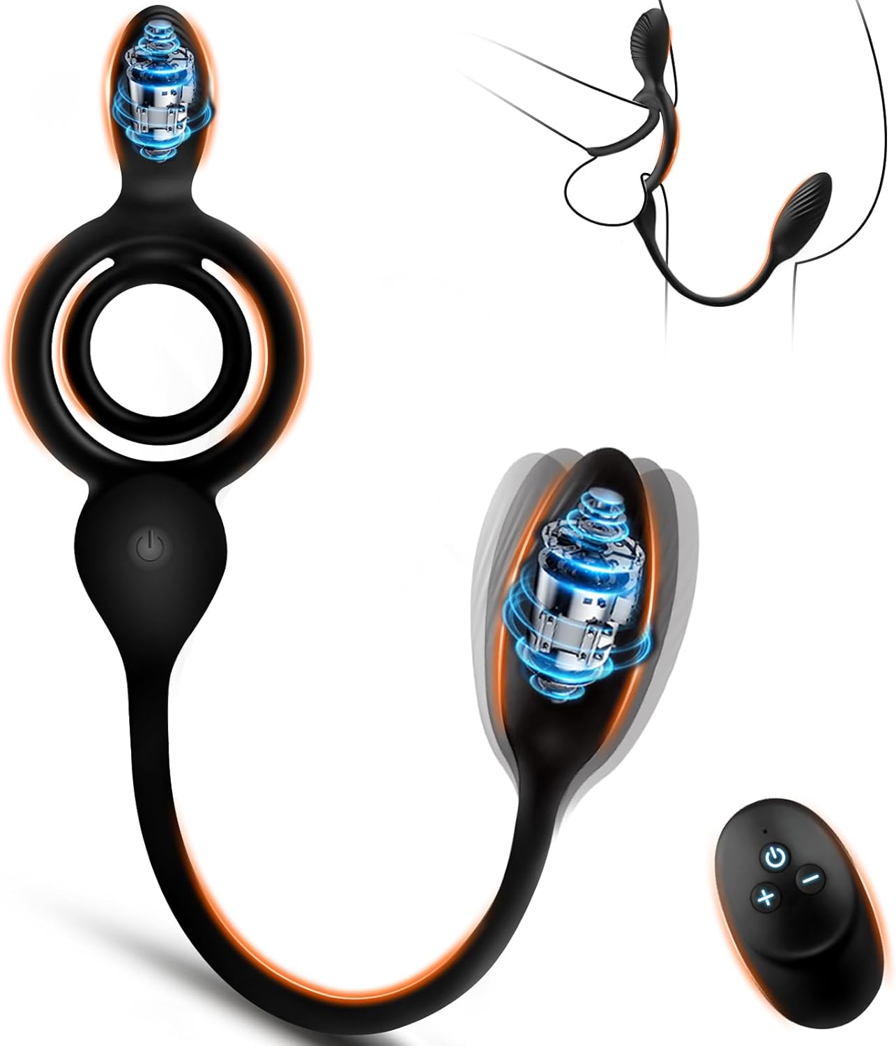 Vibrating Cock Ring Anal Plug, Taint Buzzing Cock Ring with