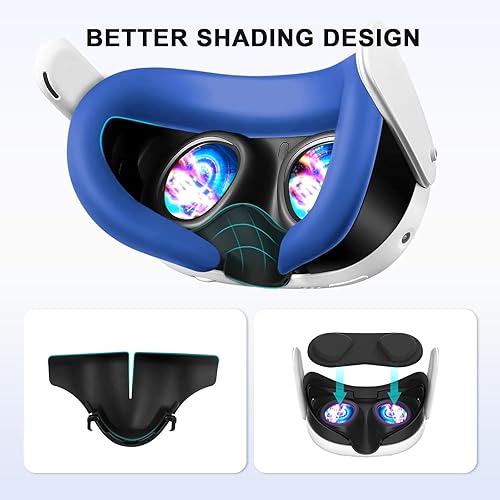 Miniatura 2 de Vakdon Silicone Face Pad Cover Compatible with OculusMeta Quest 3 Face Cushion VR Mask with Anti-Leakage Light Blocking Nose Pad and Lens Protector,