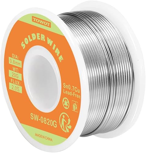 TOWOT Lead Free Solder Wire 0.8mm 20g Sn0.7Cu