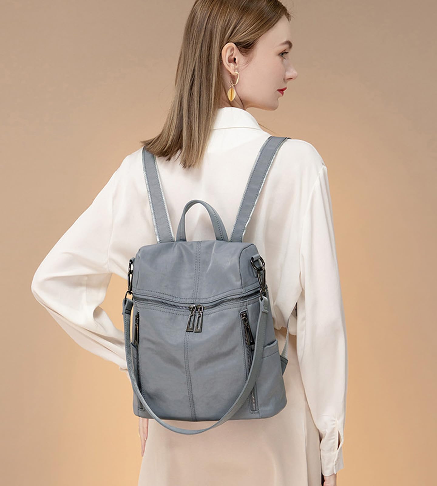 BUKESIYI Damen Tasche Rucksack Handtasche Frauen Nylon backpack Klein Anti Diebstahl Schulrucksack Laptop Weekender DE78591