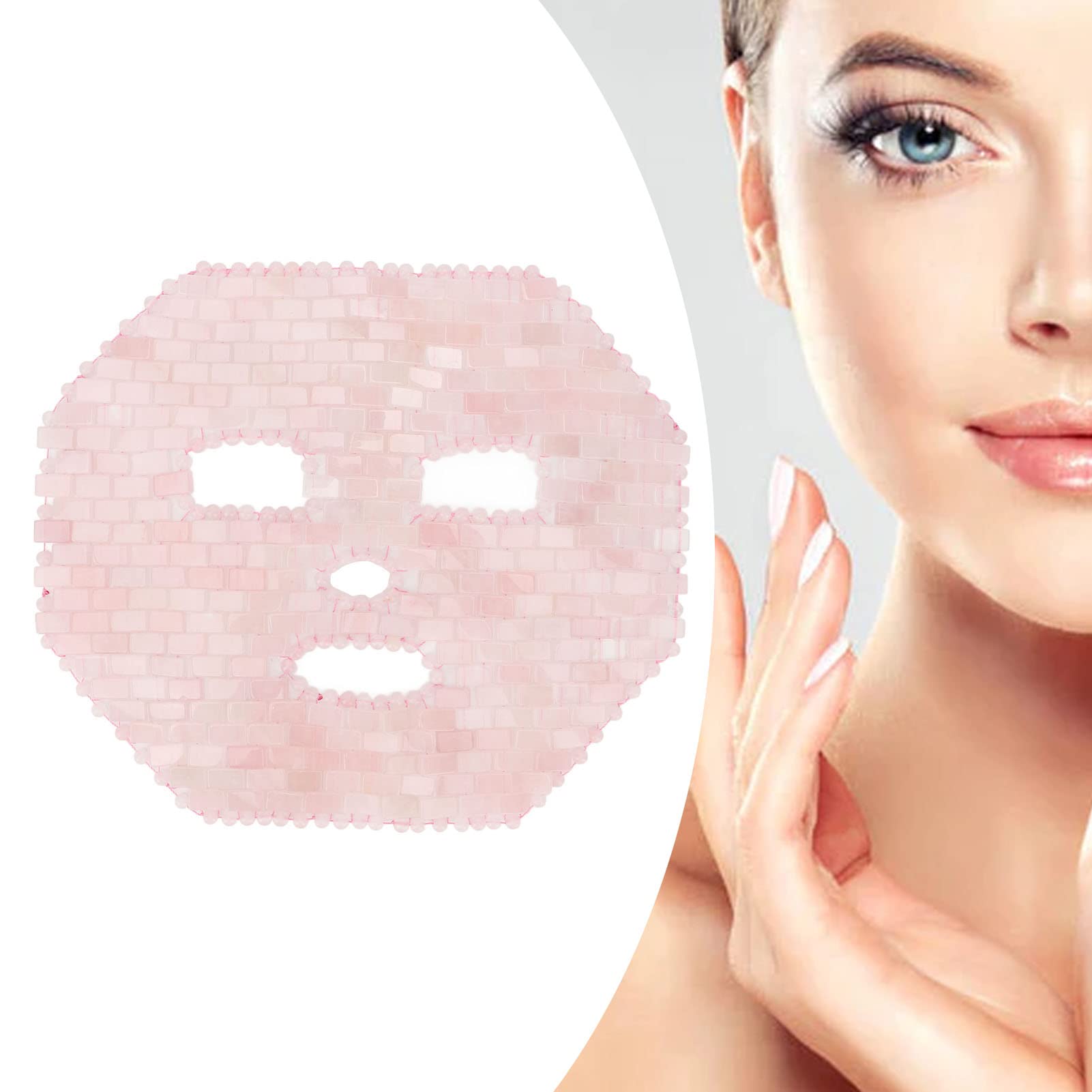 Couverture Faciale Jadestone, Masque pour les Yeux Anti-âge, Soulagement du Stress, pour Yeux Gonflés, Cernes, Soins du Visage (Quartz rose)