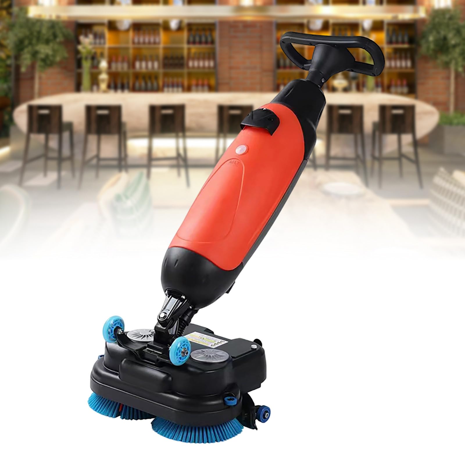 Akkubetriebene Scheuersaugmaschine, 43 cm Große, Handgeführte Gewerbe-Scheuersaugmaschine, 3-In-1-Bodenreinigungsmaschine, Leichtes Gewicht Von 19 Kg (42 Lbs) Für Kleine Gewerbeflächen Red