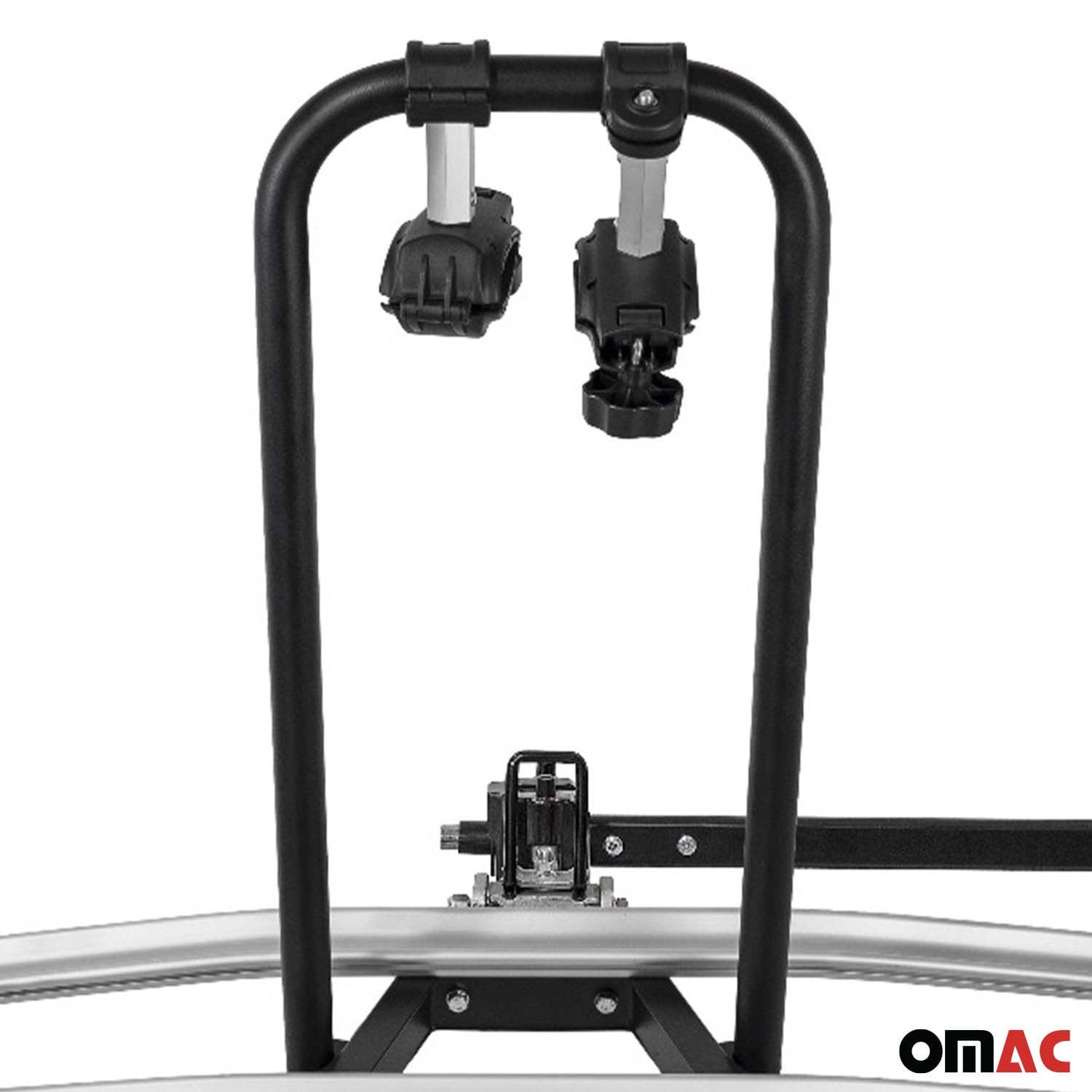 MENABO Portabici Merak Q Gancio Traino Portatutto Posteriore 2 Bici | Portatutto Posteriore Bici Pieghevole Rimovibile Leggero Accessori Cavalletto Bici Alluminio Nero Argento ABE