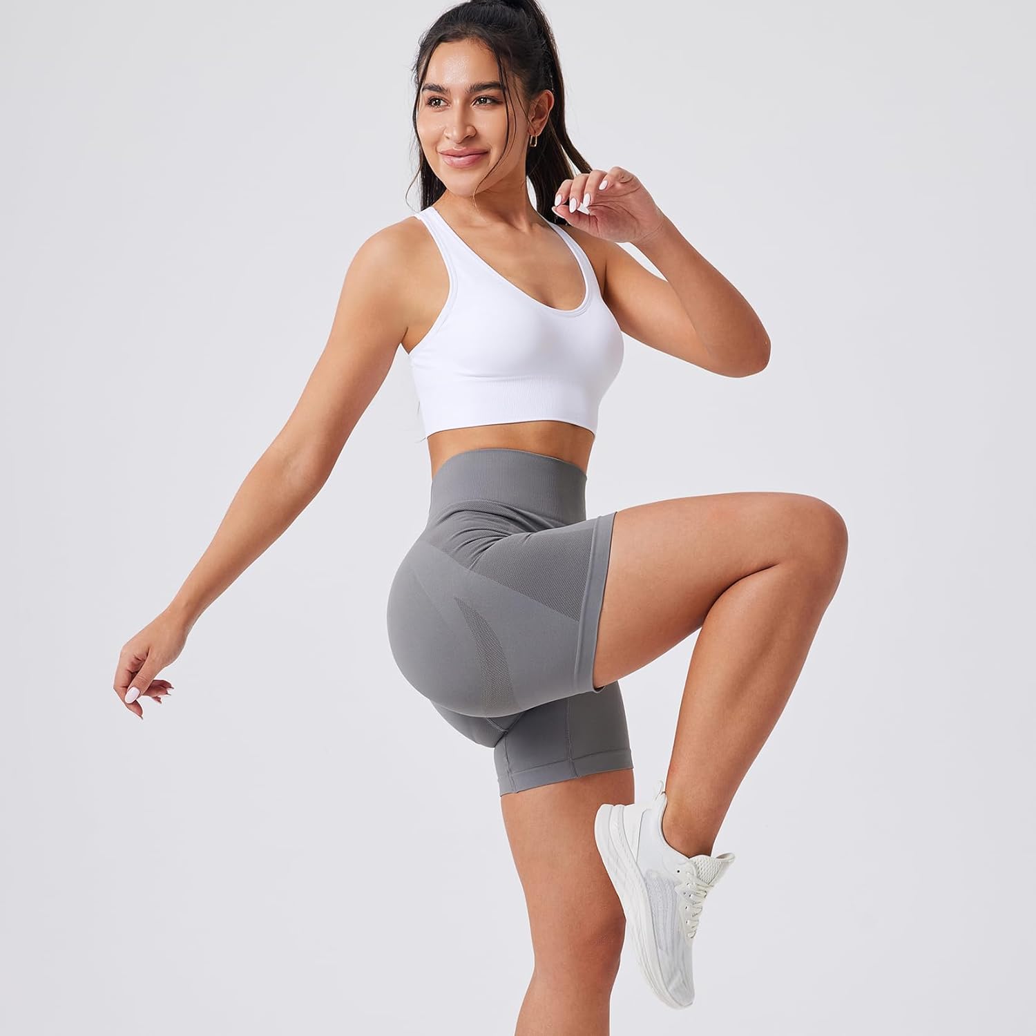 Evercute Women's Gym Shorts 3/4 Pack Seamless Scrunch Butt Lifting Workout Shorts 5" Tummy Control Ruched Booty Yoga Short - Image 5