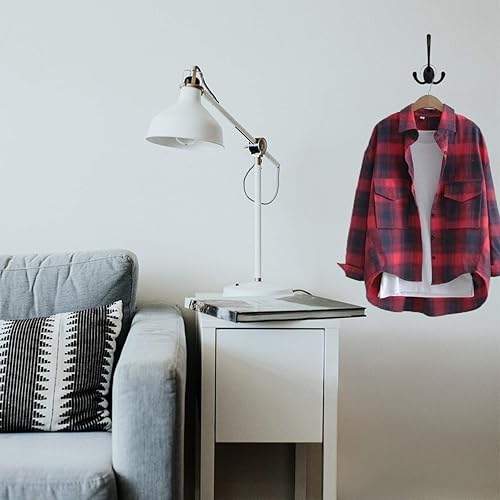 Miniatura 5 de Ganchos para colgar en la pared, paquete de 5 ganchos negros resistentes para bata, decorativos para abrigos colgantes individuales, toalla,