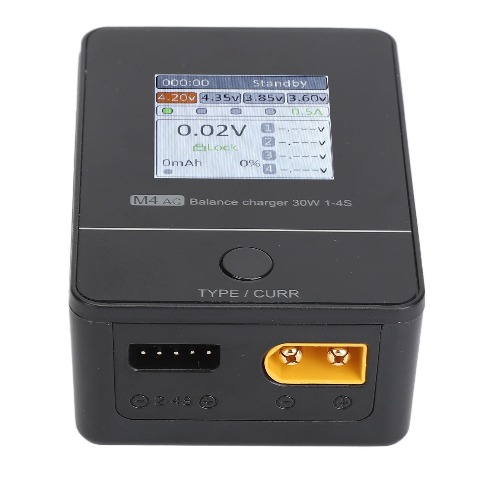 Chargeur D'équilibre RC, Chargeur D'équilibre de Batterie RC Lipo M4AC avec écran IPS 1,54 Pouces (Prise UE 100‑240 V XT60)