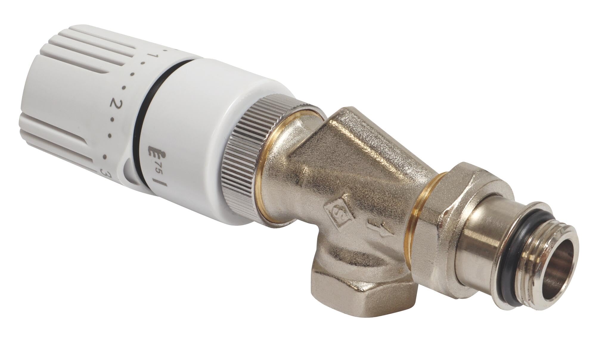 SOMATHERM FOR YOU, Robinet thermostatique équerre inversé 1/2" (15/21) avec tête M30x15, réglable de 5 à 29°C, joint torique intégré, compatible avec tous les radiateurs