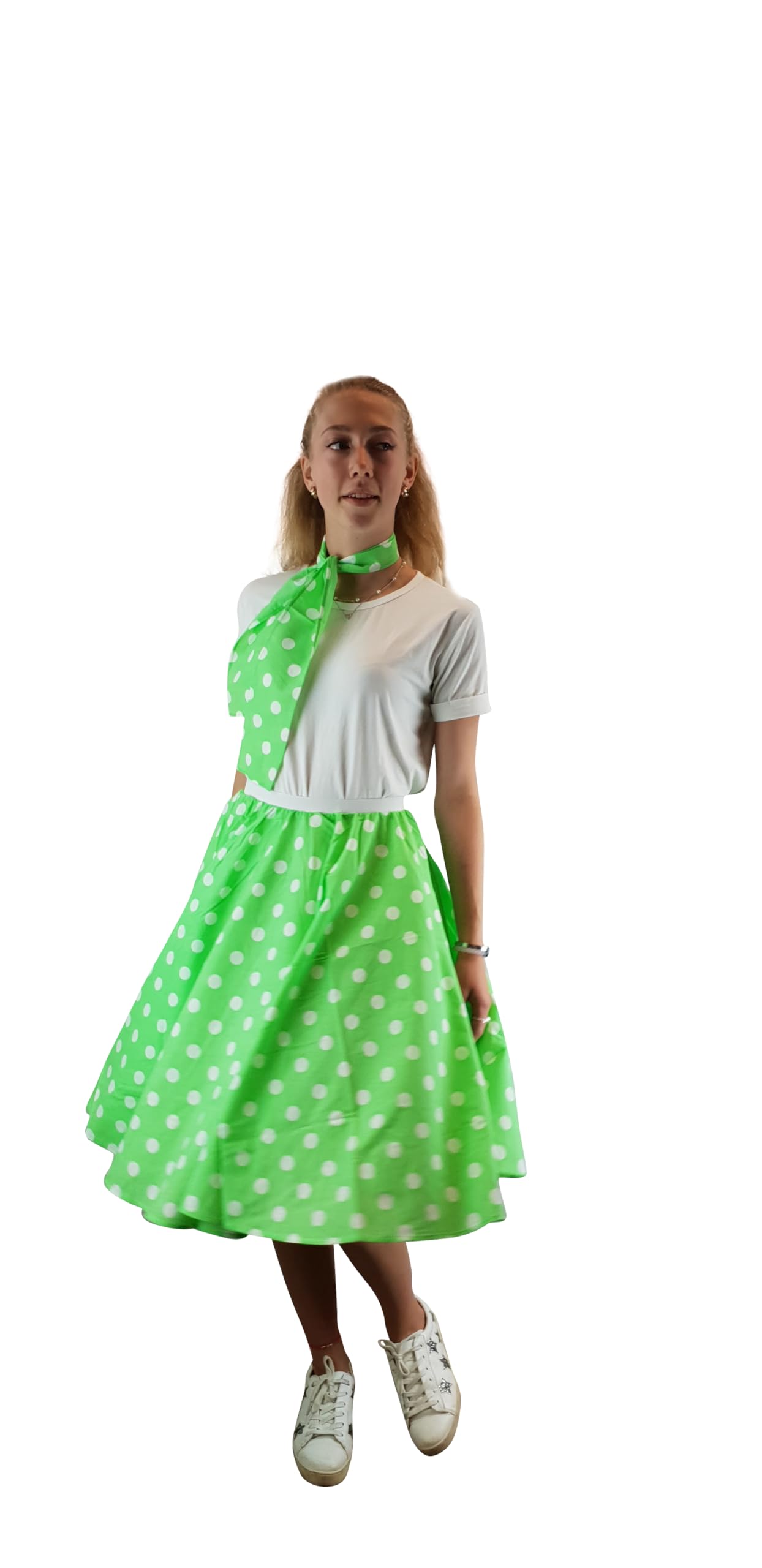 Ladies Rock n Roll Polka Dot Skirt and Scarf 50's - 60's Style Fancy Dress