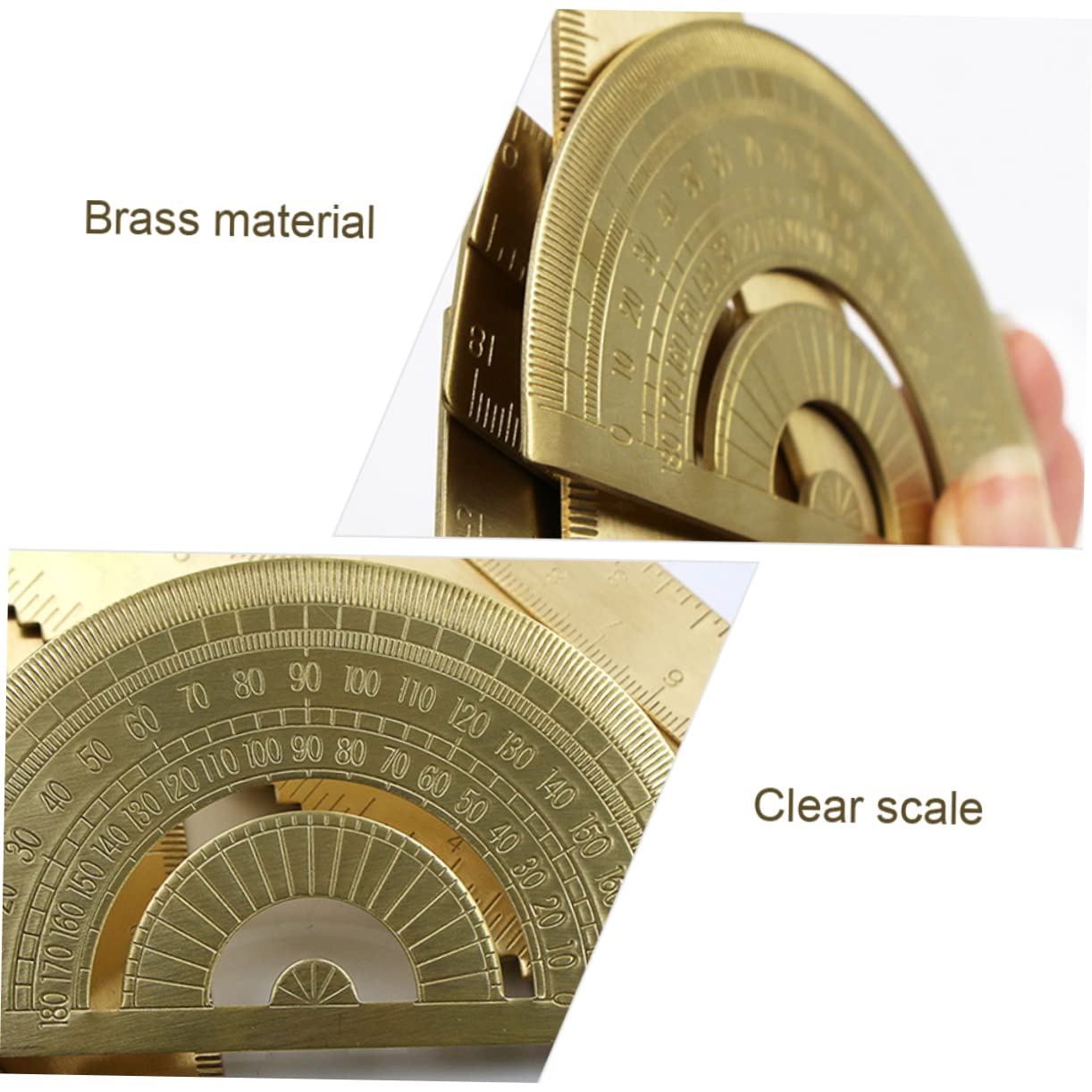 HOMSFOU 3 Sätze Messing Dreieck Lineal mit Winkelmesser Teiliges Geometrisches Zeichenwerkzeug Präzises Messinstrument für Technisches Zeichnen Leicht und Robust für Schule und Büro