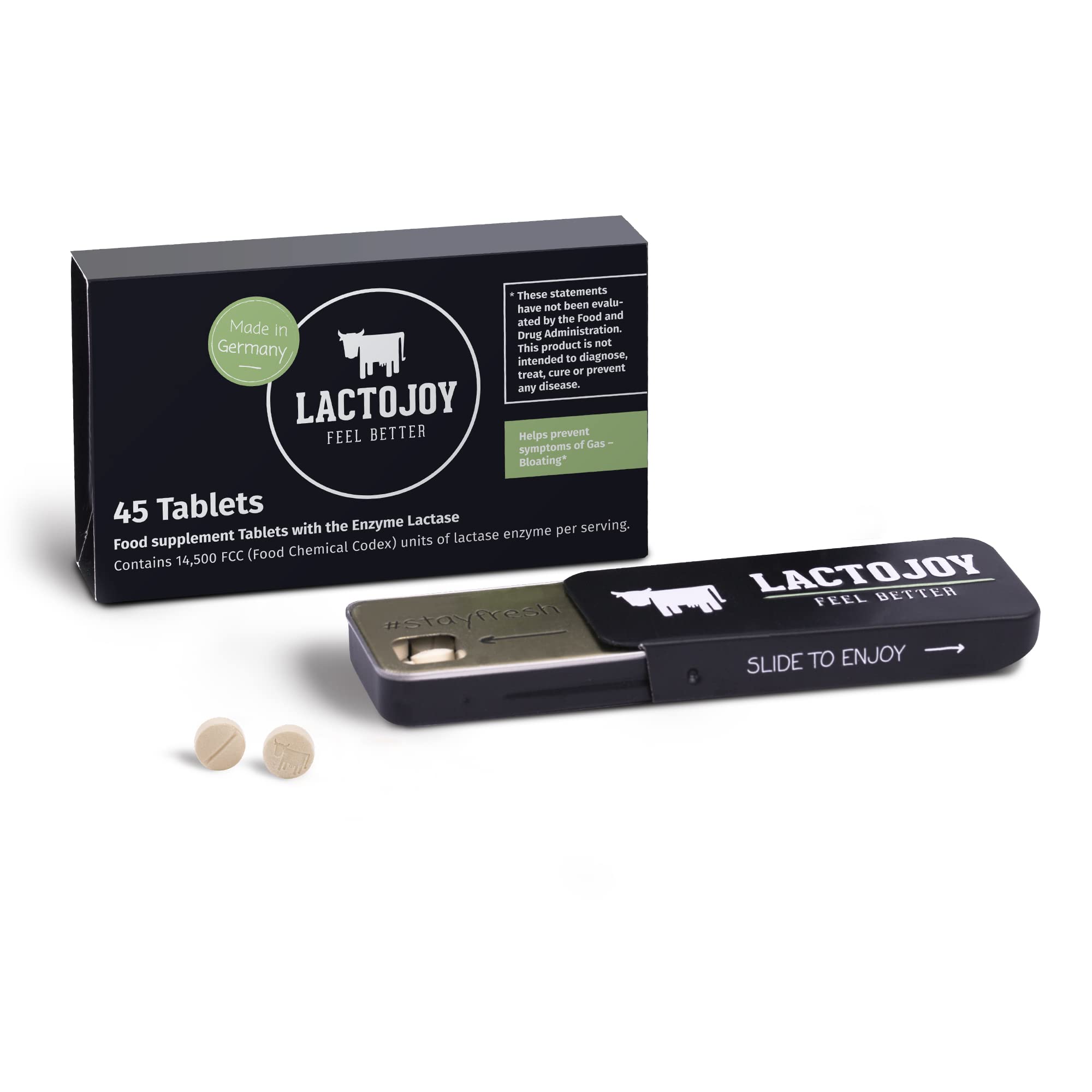 Lactase Tablets | Helps With Lactose Intolerance | Contains 45 Pcs. of Extra-Strength Dose (14,500 FCC) Lactase Enzyme Tablets | 100% Vegan | Supports the Lactose Digestion | Chemical Free