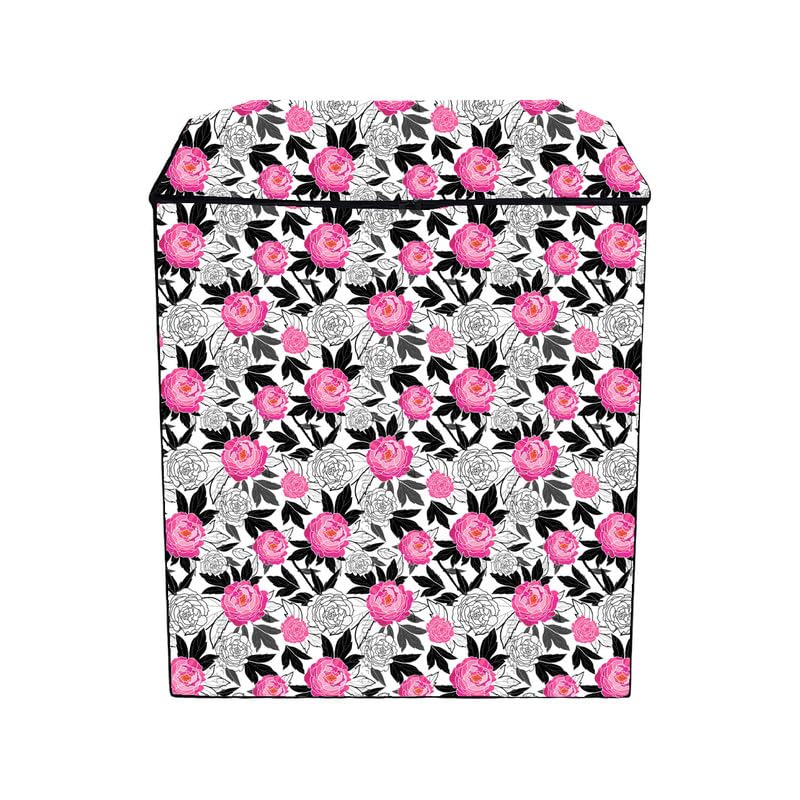 Image of PVC Semi Automatic Washing Machine Cover Suitable For Samsung, Lg, Whirlpool 9kg, 9.5kg, 10kg, 10.5kg, 11kg & 11.5kg | Waterproof & Dustproof Cover, Red Rose.
