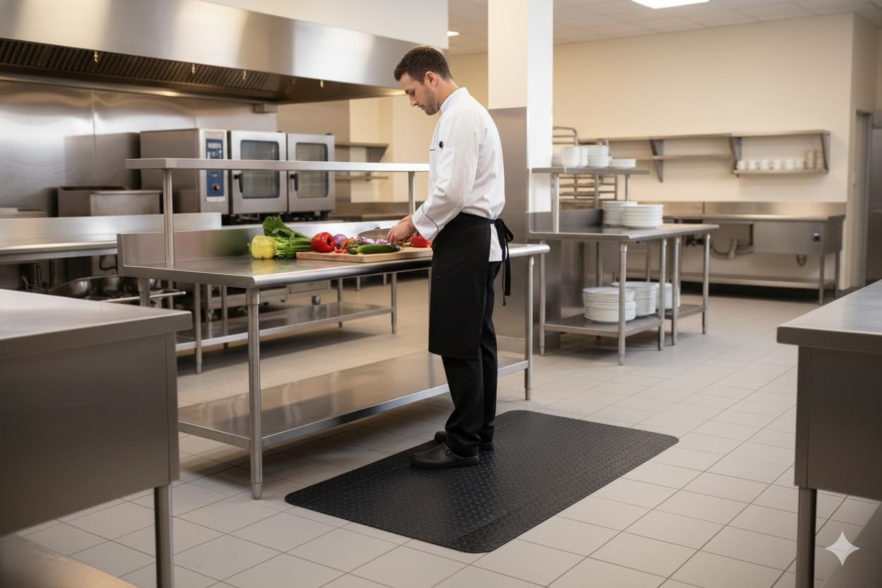 Tapetes Niva® Anti Fatigue Mat, Diamond Plate Non-Slip Finish, Foam Interior. for Profesional Kitchen, Garage or Industrial use, (Black, 36" L x 24" W x 0,82" Th)