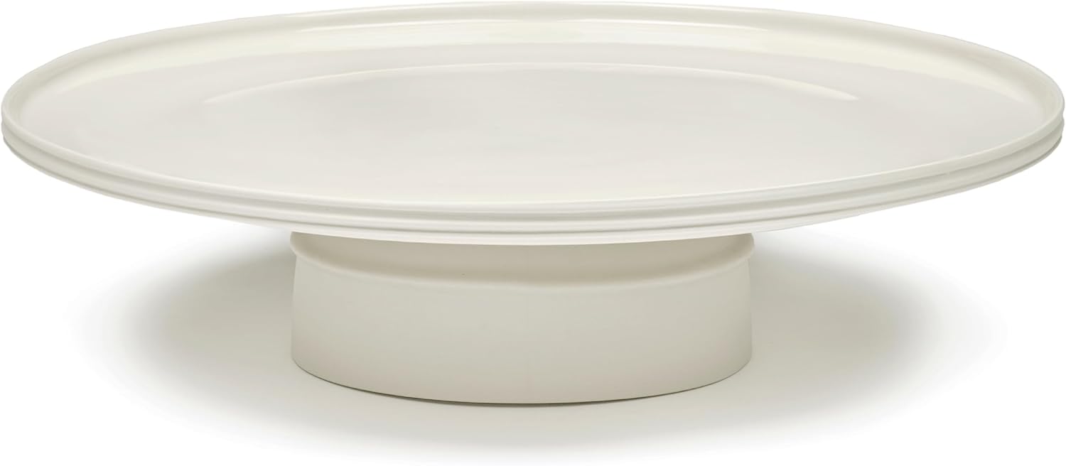 Serax Cake Stand | Dune Tableware Accessories by Kelly Wearstler | XL Porcelain White Cake Stand | Farmhouse Kitchen and Dinnerware Sets for Home, Family, Party