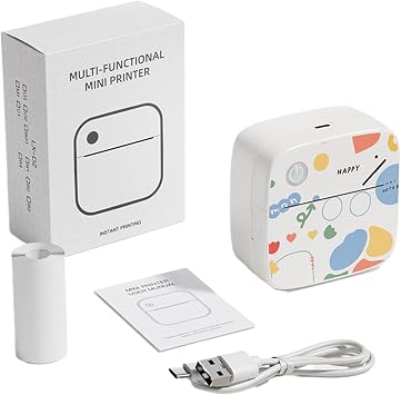 Mini Portable Sticker Printer, Mini Thermal Printer With Paper, Inkless Printpods, Pocket Label Maker Suitable For Creative Kids DIY, Diaries, Photos, Study Notes