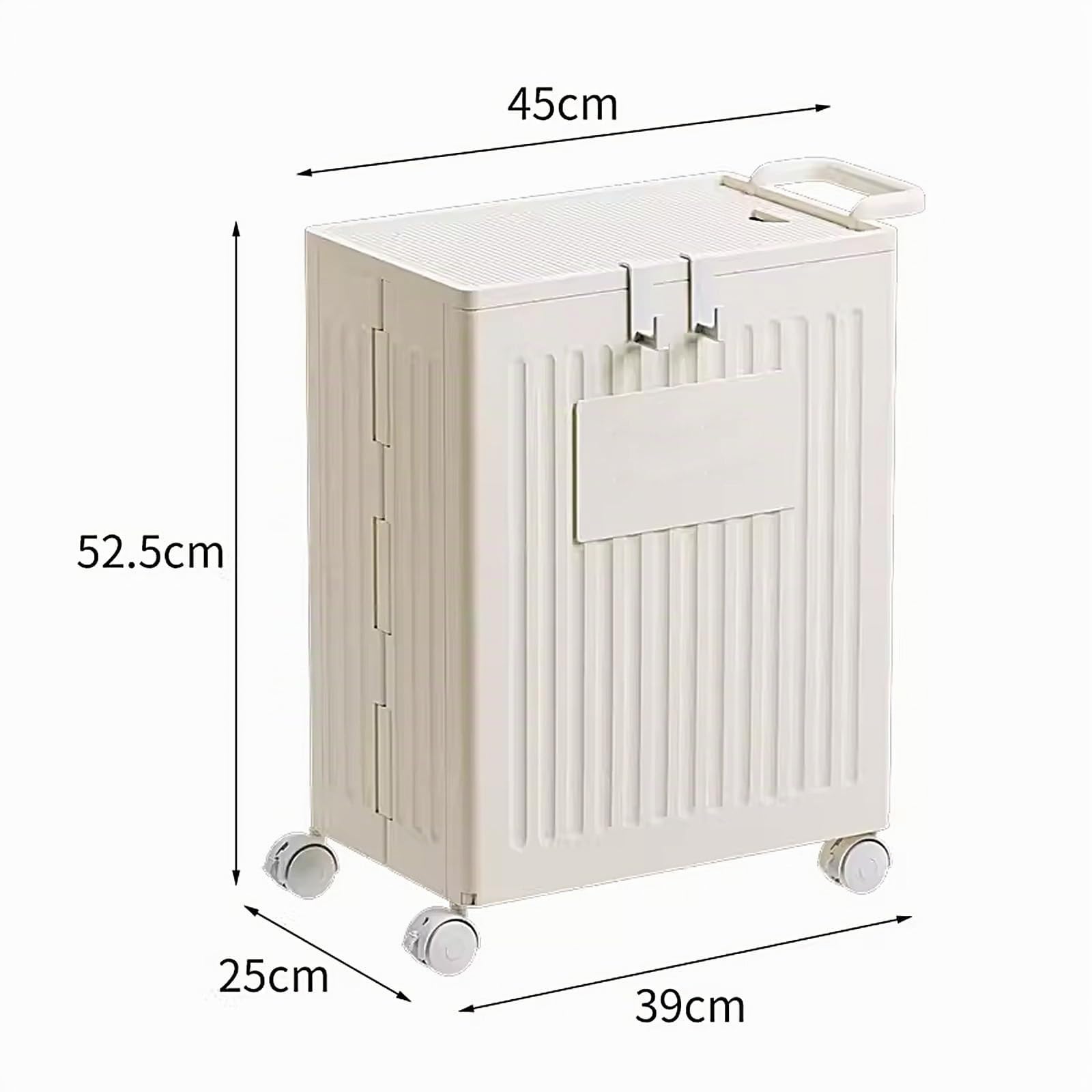 Cesto Biancheria Plastica Cesta Panni Sporchi Salvaspazio con Maniglia e Coperchio Carrello Portabiancheria con Ruote Adatto a Soggiorno, Bagno, Lavanderia(White)