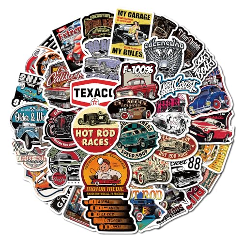 50Pcs Retro Modified Vintage Car Stickers For Journaling, Waterproof Decal Pack For Laptops, Water Bottles, Luggage, Helmets, And Motorcycles, Reusable Graffiti Art Stickers