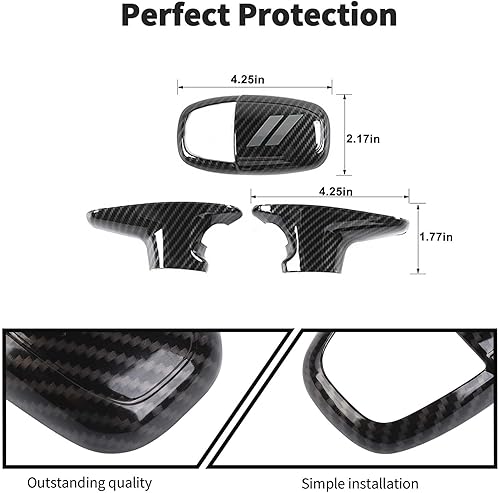 Miniatura 5 de JWWY Pomos de palanca de cambios para palanca de cambios para Dodge Challenger Charger 2018-2024, accesorios interiores Durango, fibra de carbono, 3