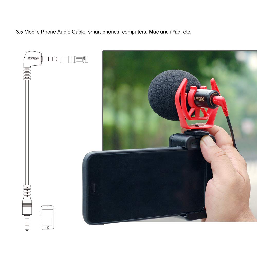Docooler LENSGO LYM-DMM1 Micrófono de Condensador direccional cardioide Micrófono de Video Universal con Parabrisas de Esponja a Prueba de Golpes para Canon Nikon Sony DSLR/ILDC Grabadores de Video