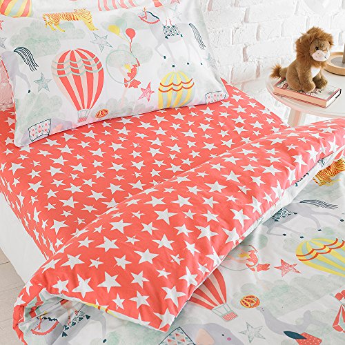 Riva Paoletti - Sábana Bajera Ajustable para niños, diseño de Estrella Blanca, Bordes elásticos,...
