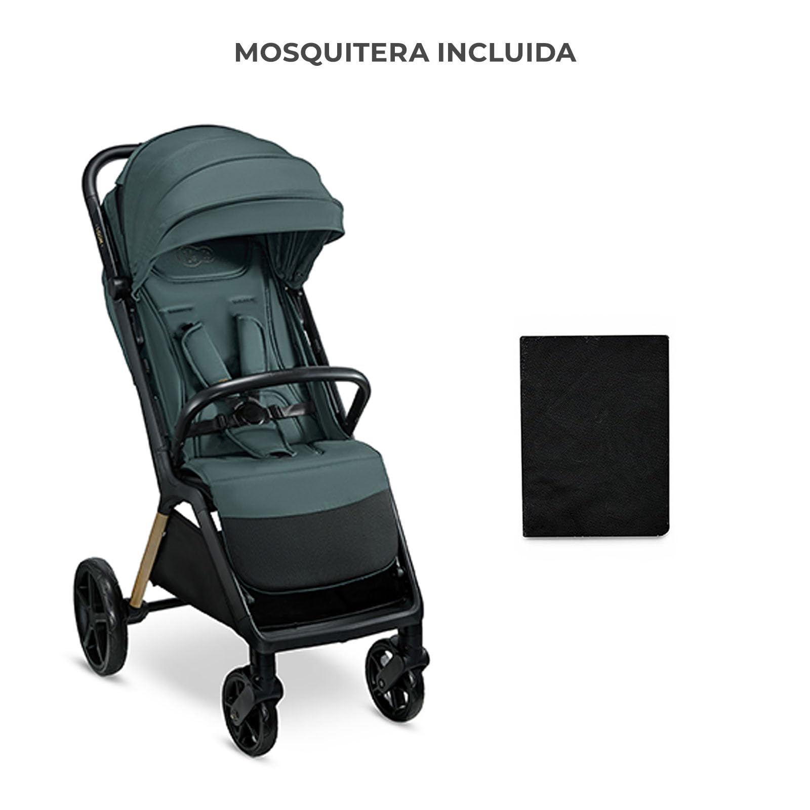 Kinderkraft LOOM Silla de paseo compacta y ligera, plegado automático, grandes ruedas antipinchazos, respaldo reclinable, desde el nacimiento hasta 22 kg, Verde