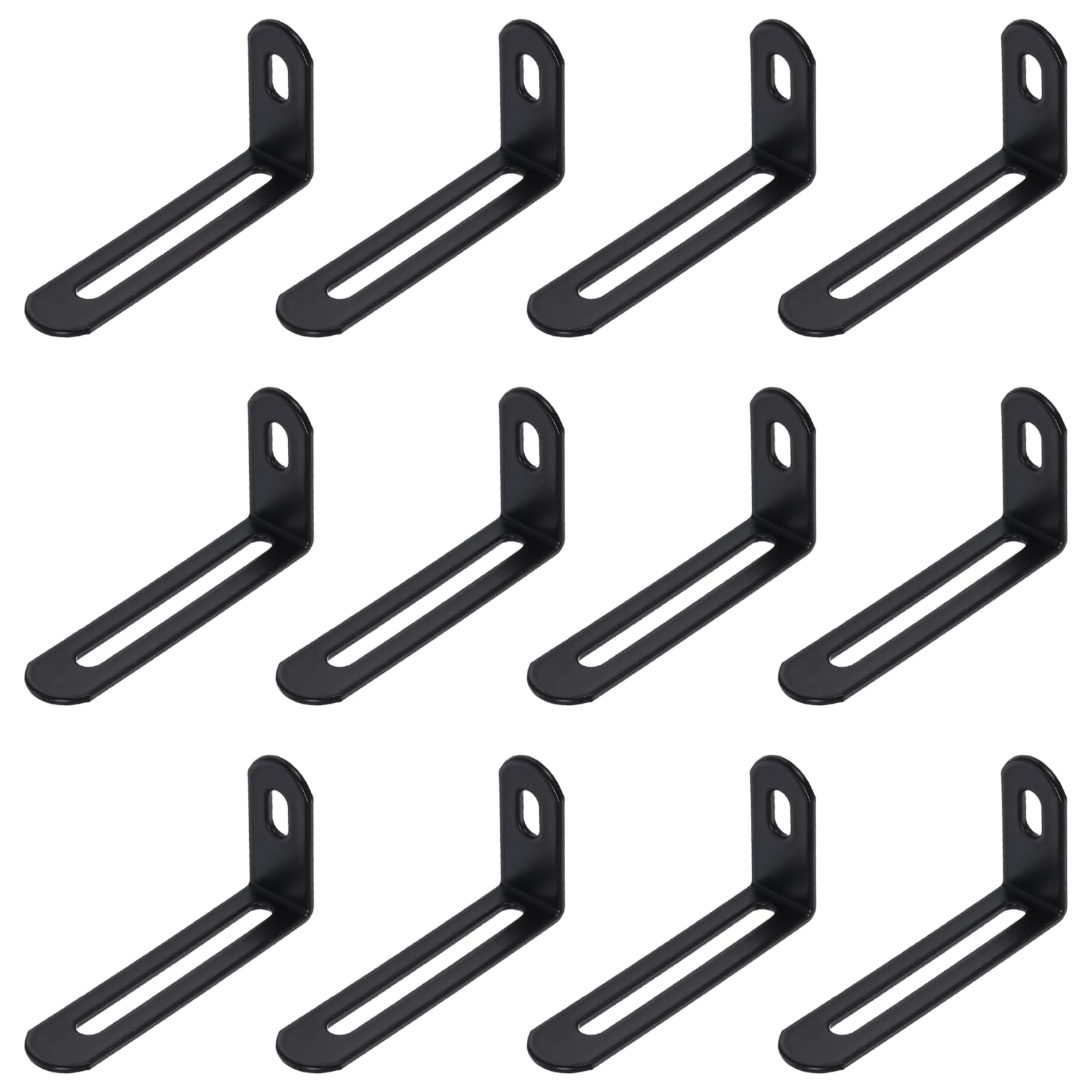 sourcing map 25Pcs Adjustable L-Shape Corner Brace, 32mm x 65mm x 15mm Metal Slotted 90 Degree Right Angle Corner Shelf Bracket Support Brace for Wooden Furniture Cabinet, Black — image 1