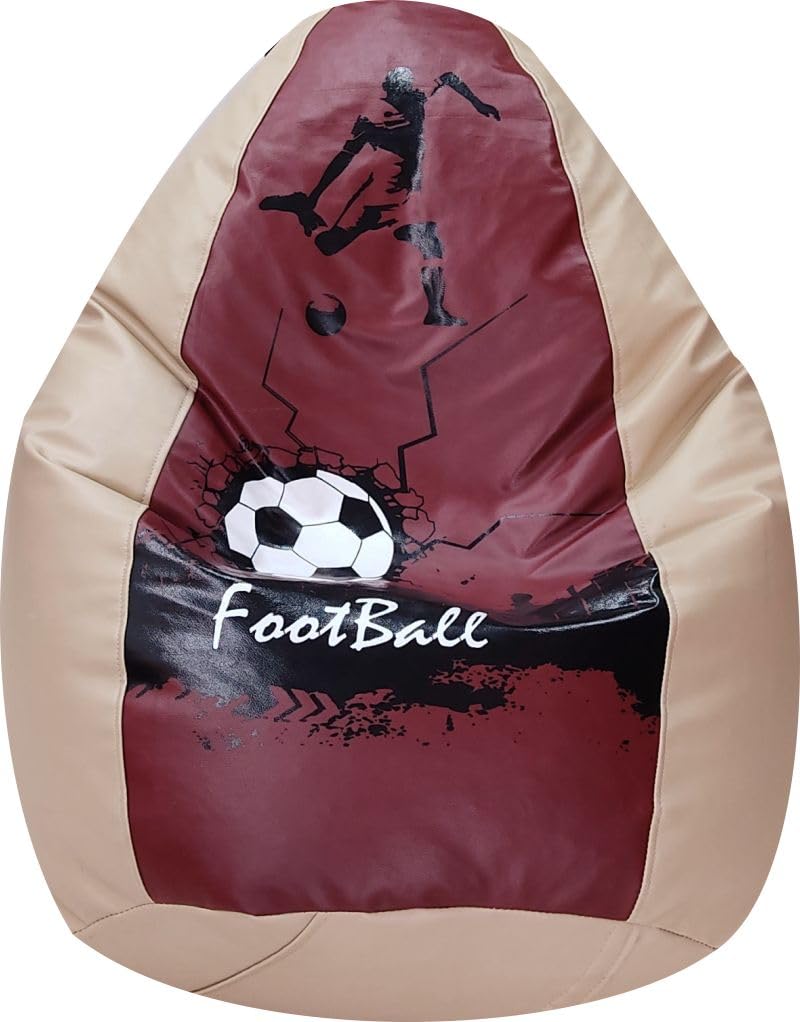JUPITER Maroon Fawn Football-Inspired Printed Bean Bag Cover � Stylish & Durable, Perfect for Game Day Comfort (XXXL)-image-28