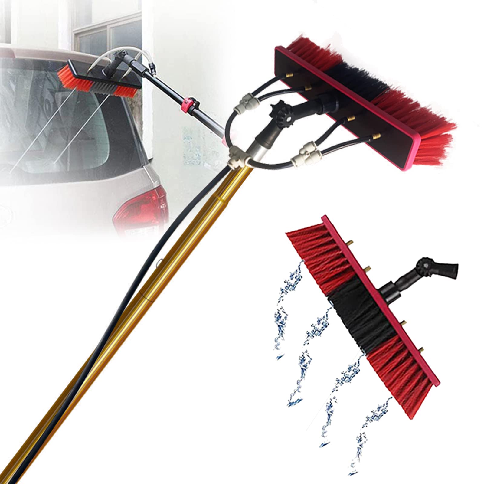 OLSKFUH Solar Panel & Window Cleaning Kit - Extendable Water Fed Telescopic Brush & Pole For Efficient Cleaning Of Conservatories And Solar Panels - Streak-Free Shine.,35cm Brush Head-11M/36FT