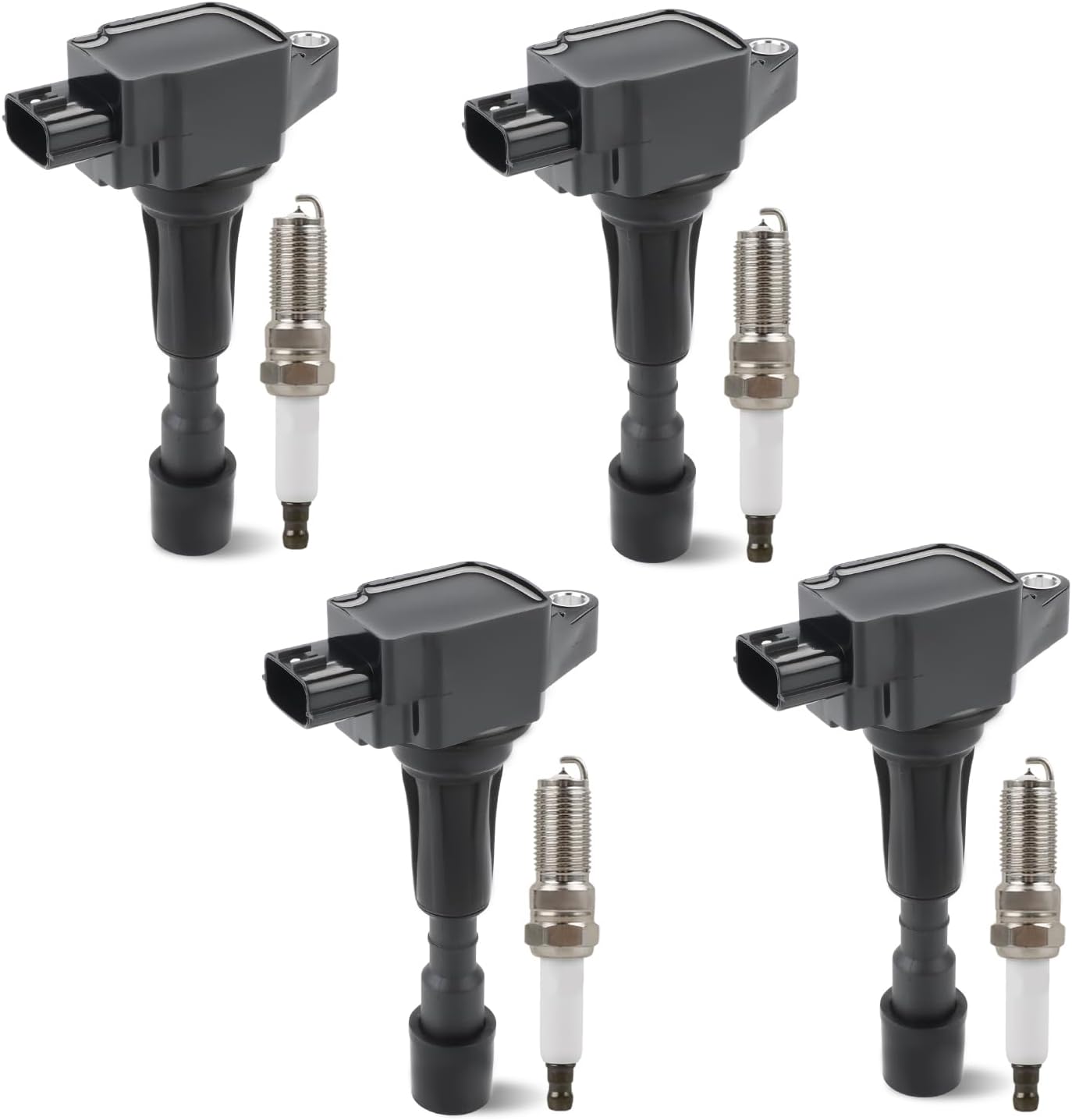 JDMON UF655 4PCS Ignition Coils Pack and Spark Plug Compatible with Mazda 2 2011 2012 2013 2014 1.5L L4 Replacement for UF-655 ZJ2018100 ZJ2018100A 7090 696202 BKR5EGP