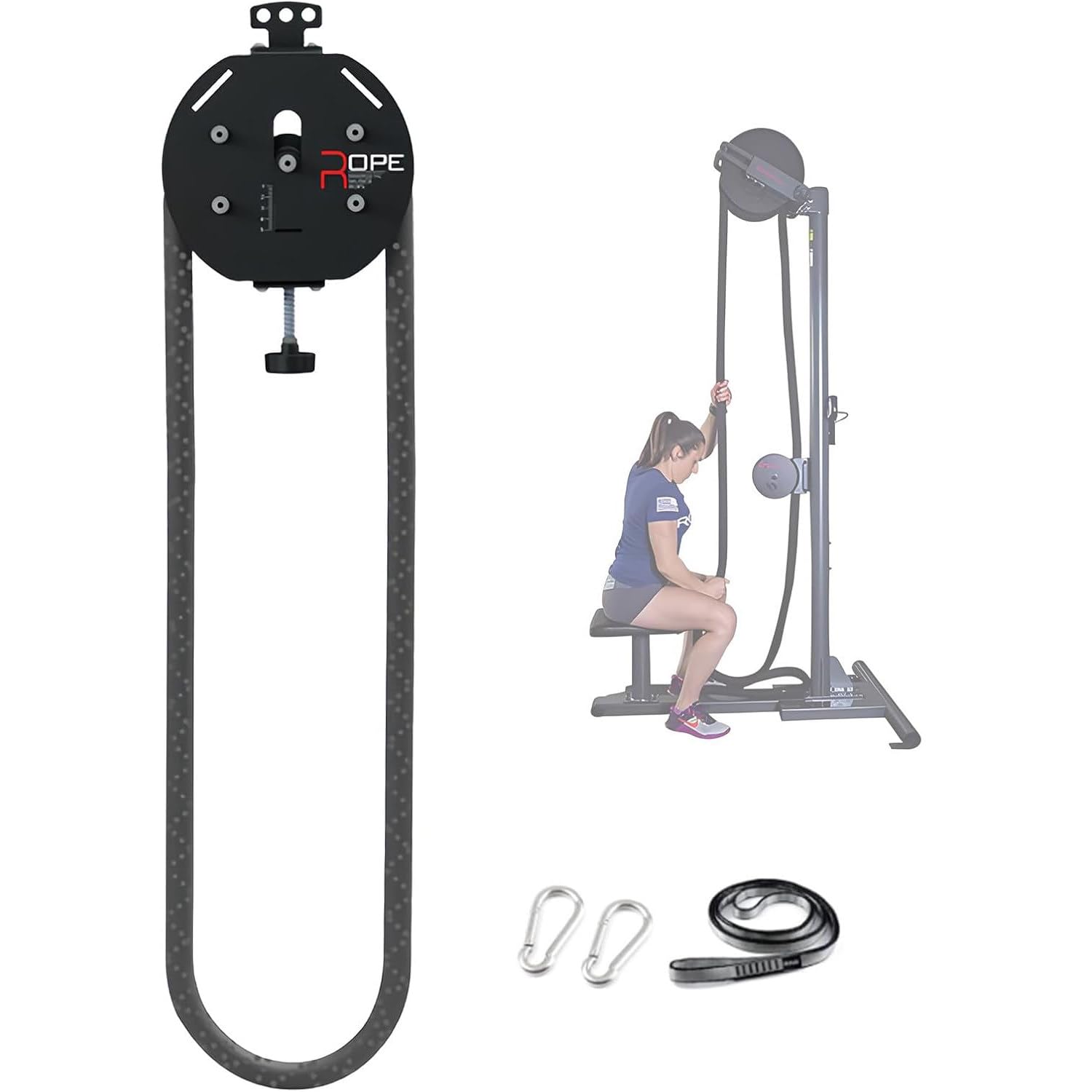 YMAOMAO Endless Rope Machine, Adjustable Resi Trainer Machine - Portable Rope Exercise System for Home Gym, Endless Cable Pulley Trainer, Strength Training Equipment, Gym Fitness Gear Black