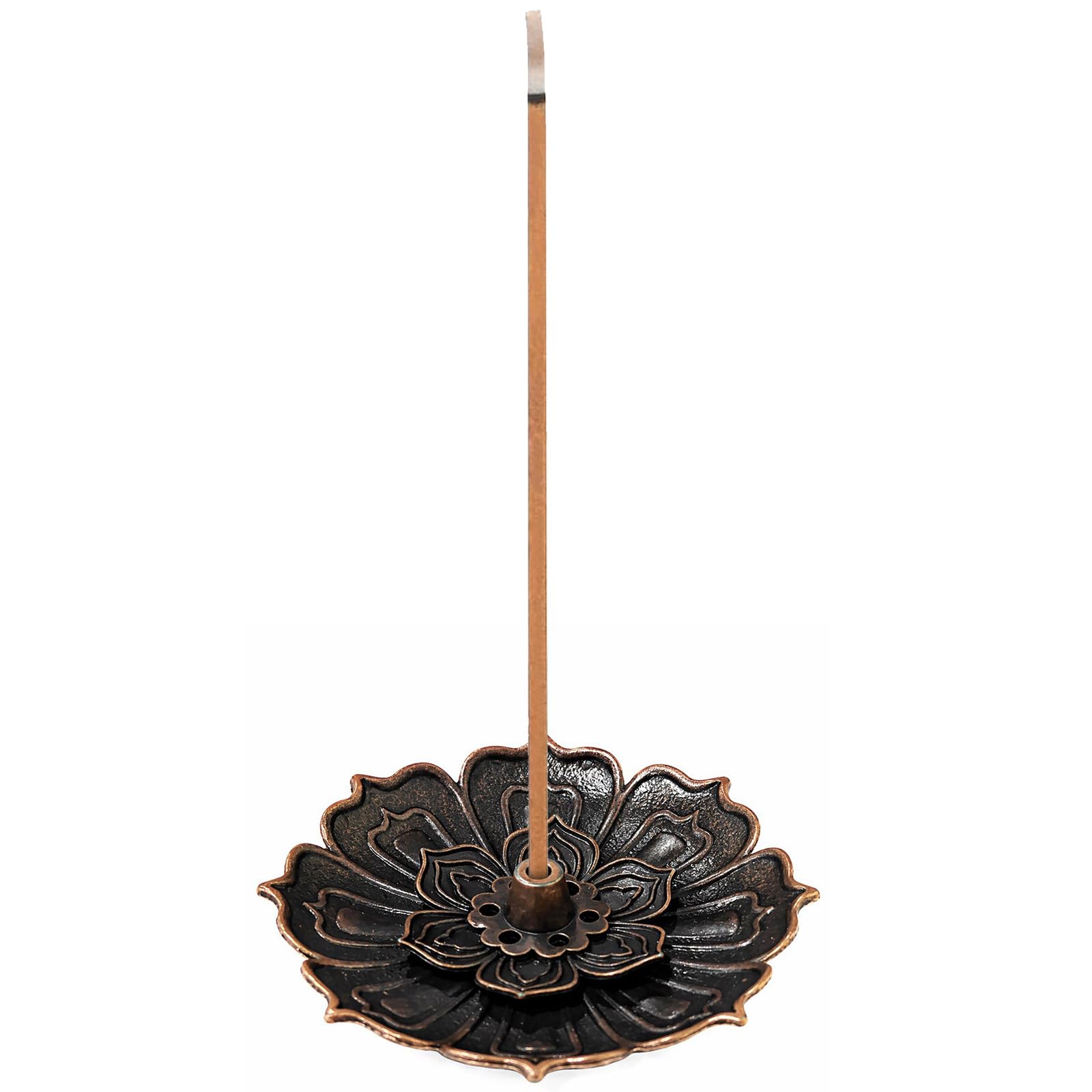 Admygo Small Lotus Incense Holder, Chinese 8-Hole Incense Stick Holder, Retro Bronze Alloy Incense Burner for Home Tea Room Buddha Hall, 5.6×0.85cm Incense Holders